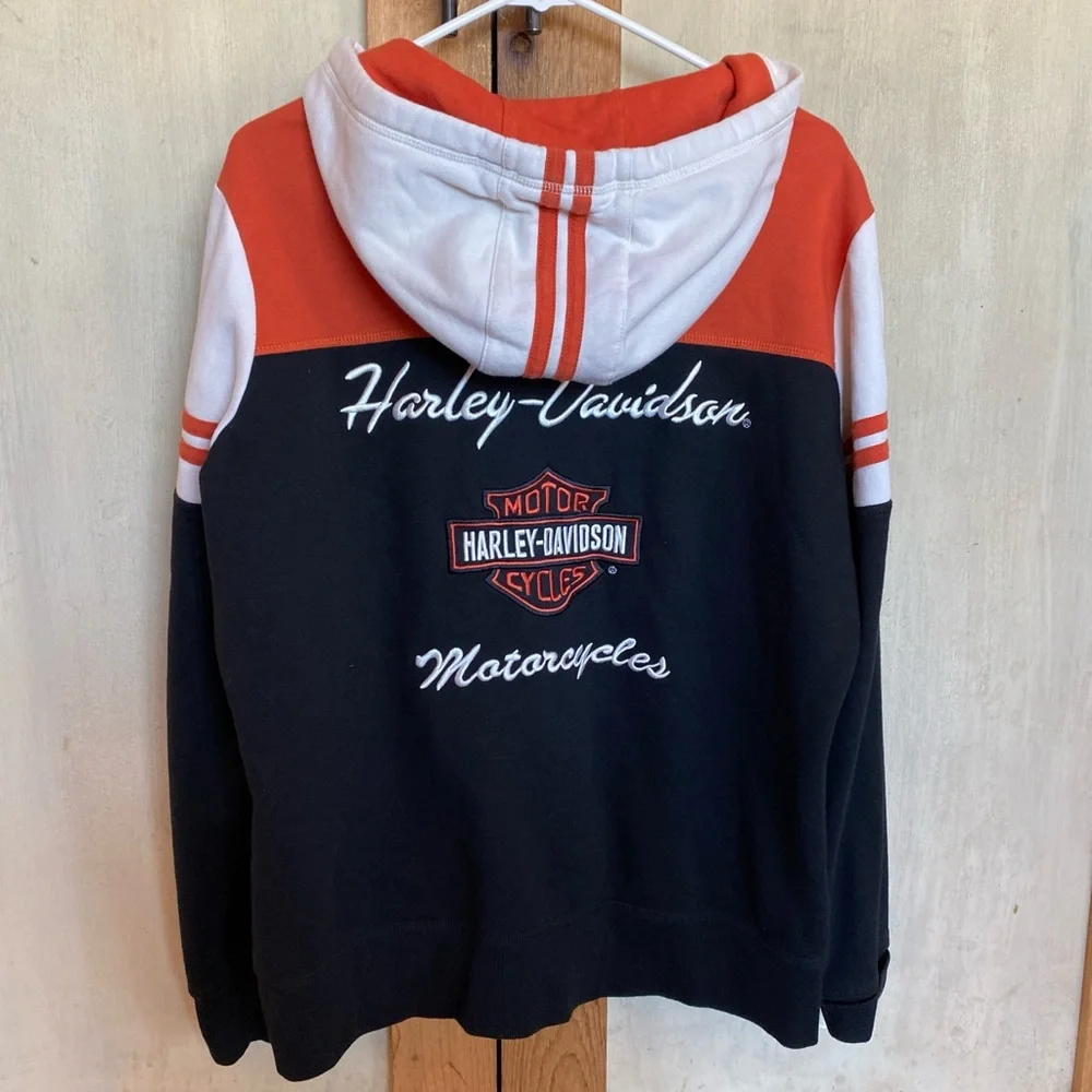 Harley-Davidson Embroidered Black, Orange, and White Sweatshirt - Picture 1 of 6
